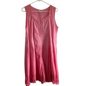 Pure Hem Ombre Embroidered Pink Midi Dress
